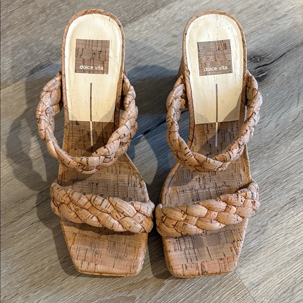 ❌SOLD❌EUC [Dolce Vita] Ashby Cork Braided Slip-On Heel Sandals Women’s 7.5 - Picture 4 of 10